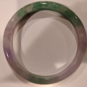 Dyed Jade Green and Purple Bangle Bracelet